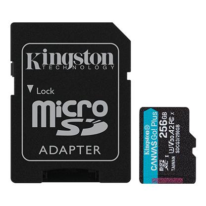 Kingston SDCG3/256GB microSDXC Canvas Go Plus, 256GB, MicroSD w/ adapter, A2 U3 V30, 170/ 90MB/s