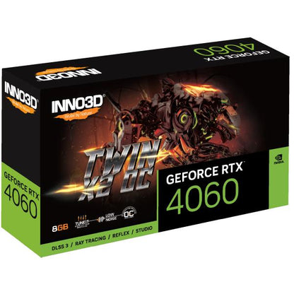 INNO3D N40602-08D6X-173051N GeForce RTX 4060 Twin X2 OC, 8GB GDDR6, 128-bit, 2490, 17Gbps, 3xDP+HDMI