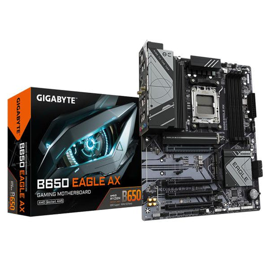 Gigabyte B650 EAGLE AX B650 EAGLE AX, ATX, AMD AM5, DDR5 (7600 OC) PCIe 5.0, Wi-Fi 6E 802.11ax, GbE