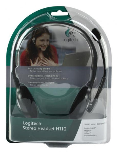 Logitech 981-000271 H110 Stereo Headset [3.5mm,. Microphone, Binaural, Black]