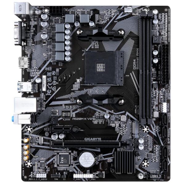 Gigabyte A520M K V2, mATX, AMD AM4, A520, DDR4, 5100 Mhz, USB 3.2 Gen 1, M.2, GbE LAN - Afbeelding 2